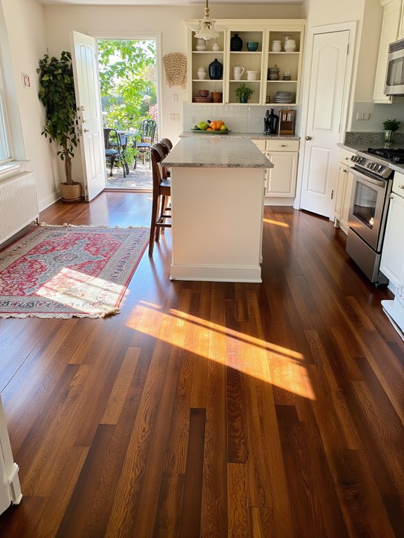 elegant walnut kitchen flooring