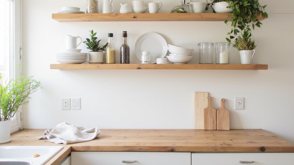 embrace minimalism with open shelving