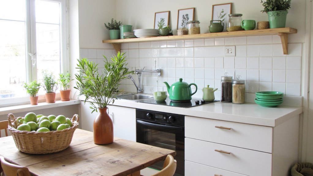 fresh green kitchen accents