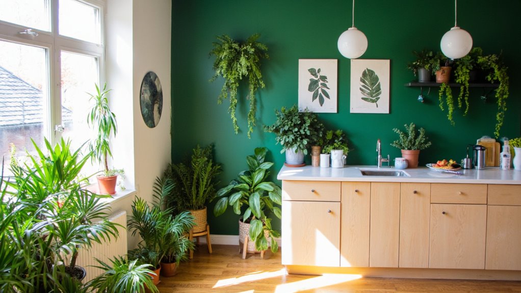 green wall art accents