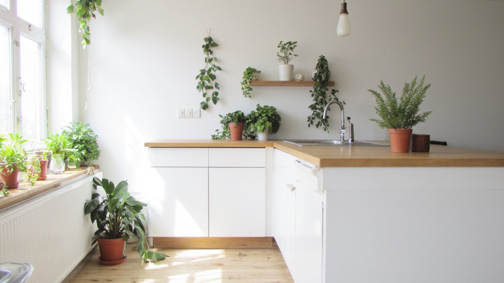 greenery enhances kitchen ambiance