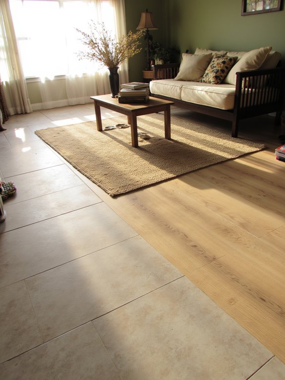 harmonious wood and tile colors