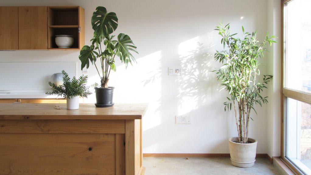 japandi kitchen indoor plants