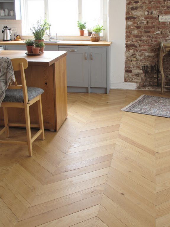 matte herringbone wood flooring