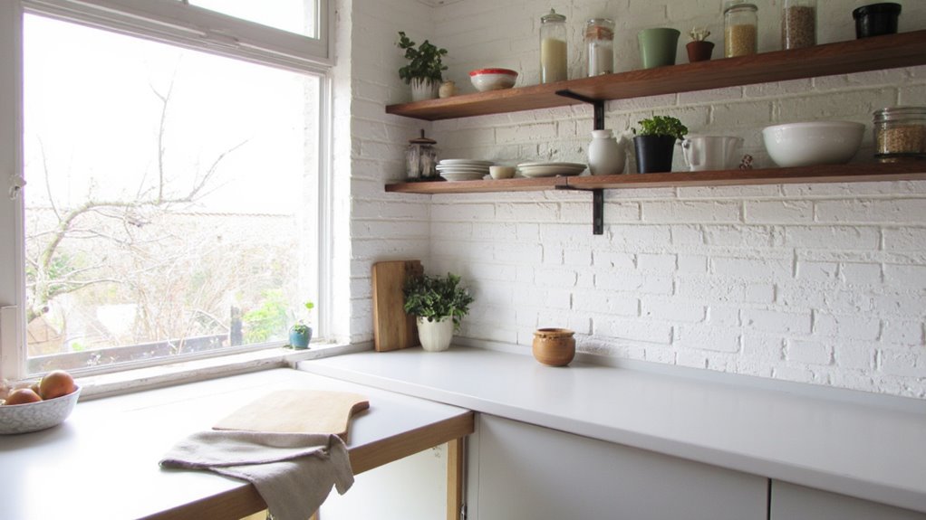 minimalist open shelving aesthetic