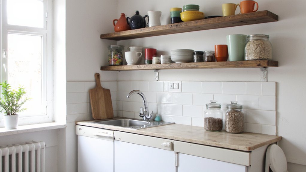 open shelving enhances functionality