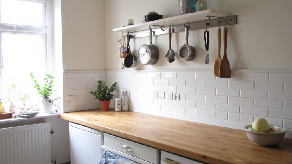 organized kitchen with racks