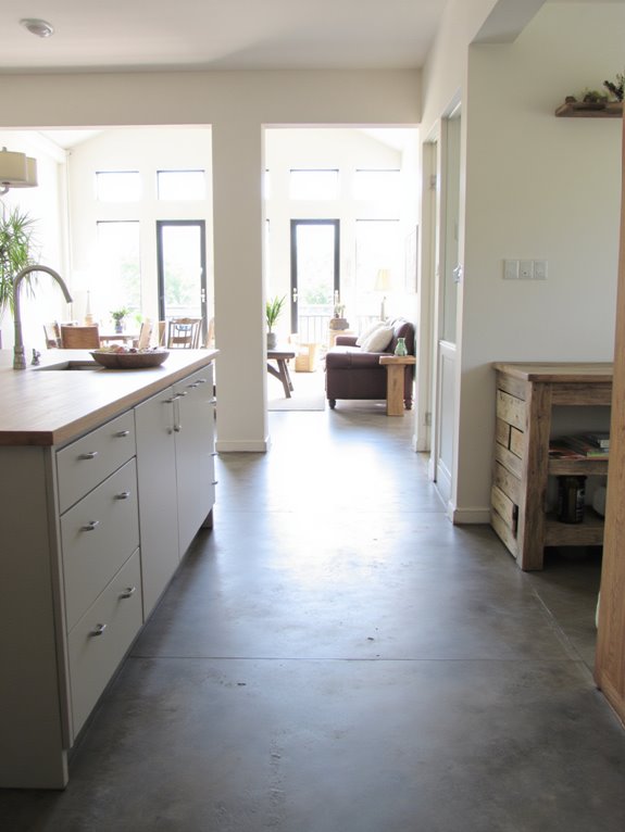 polished concrete kitchen flooring
