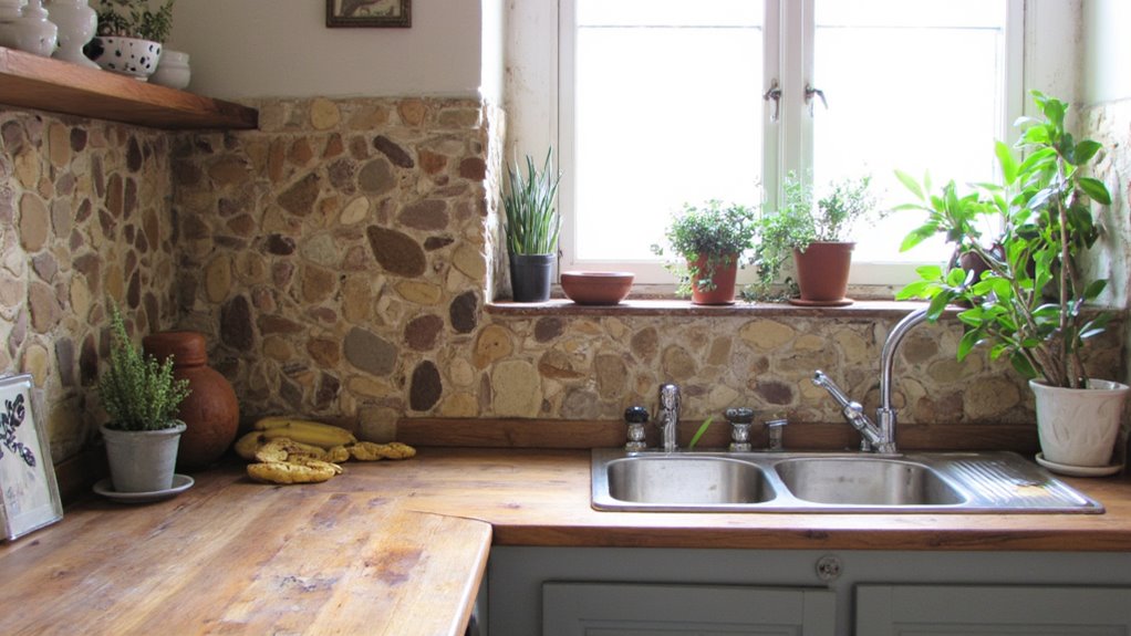 rustic natural stone backsplashes