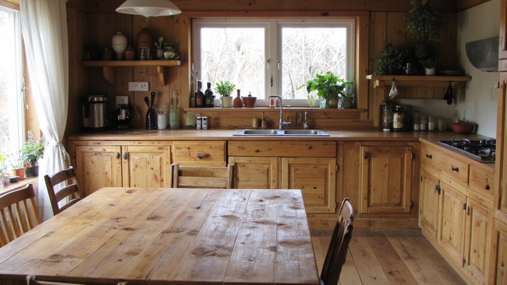 rustic wood for warmth