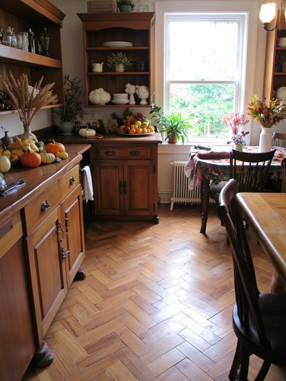 seasonal decorations enhance herringbone