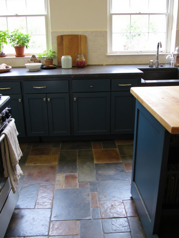 slate tiles and blue