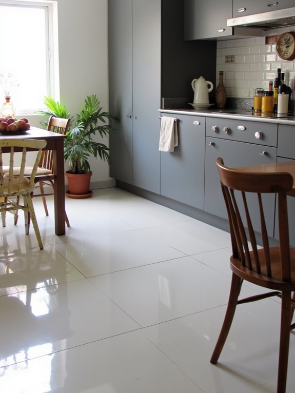 sleek glossy tiles enhance