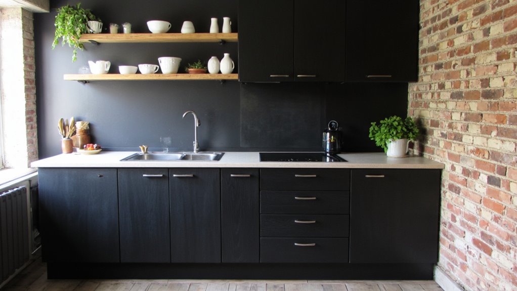 sleek modern black cabinets