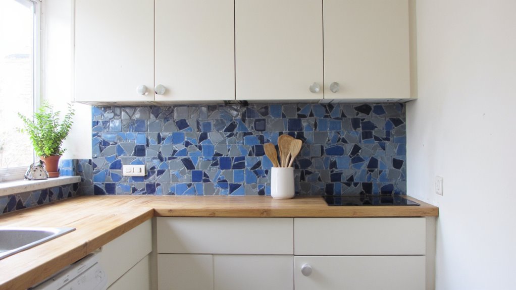 striking backsplash adds warmth