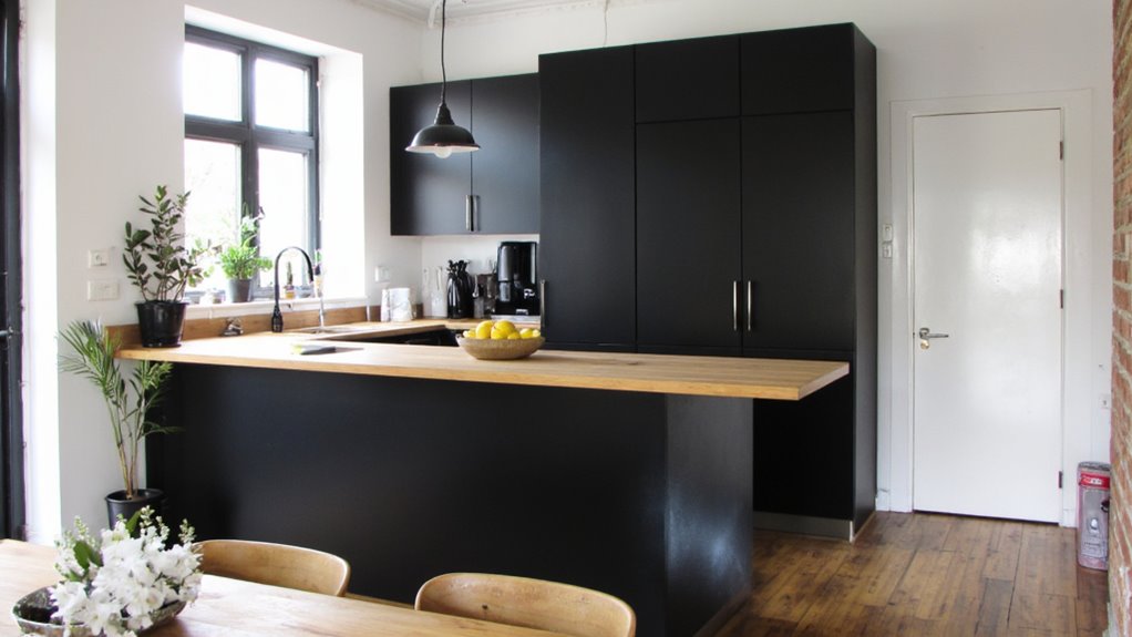 stylish minimalist black kitchen