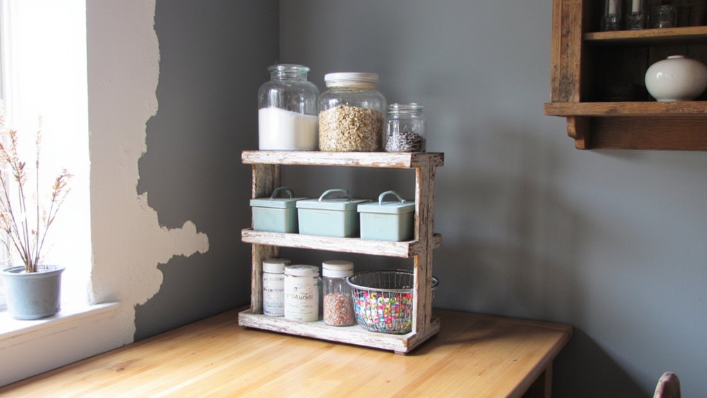 tiered racks organize supplies