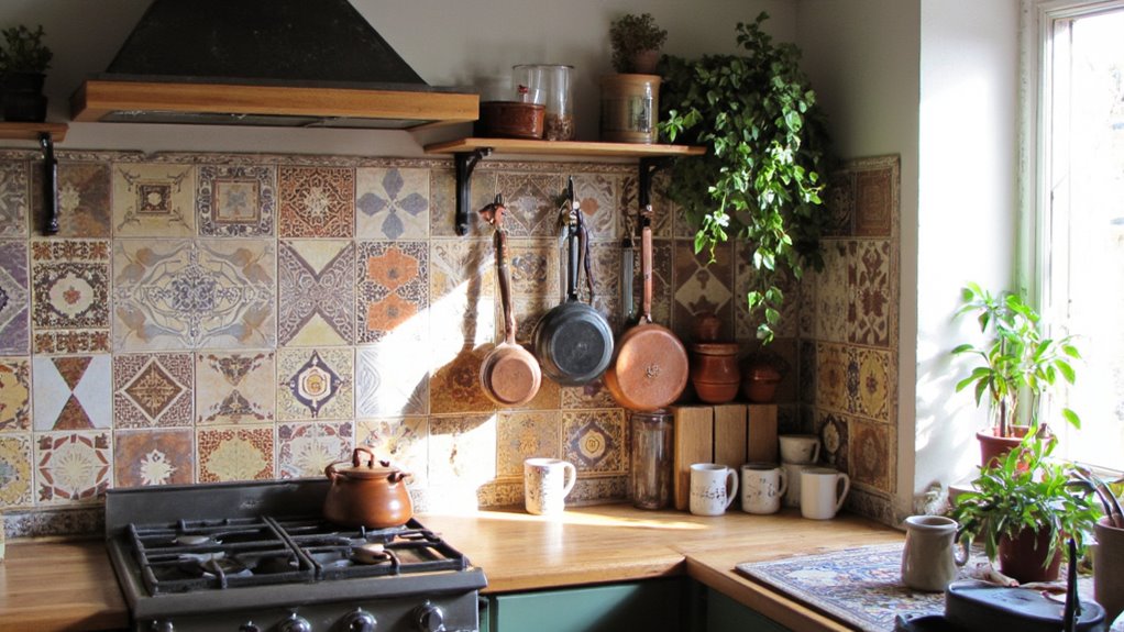 unique backsplash enhances kitchen