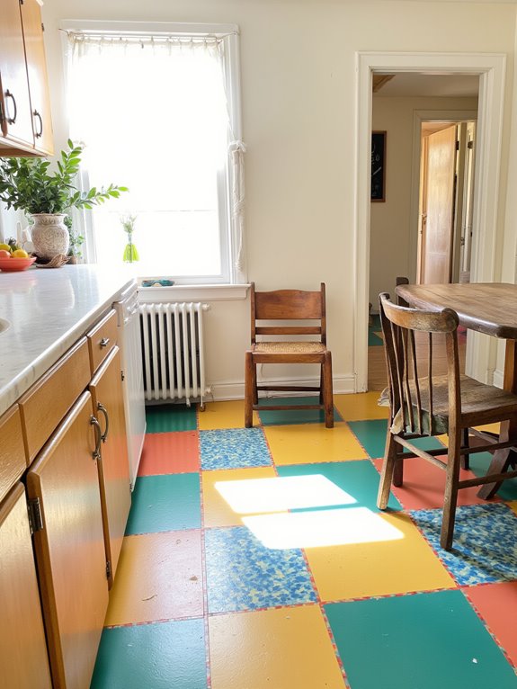 vibrant kitchen vinyl flooring