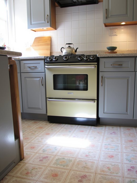 vintage vinyl gray cabinets