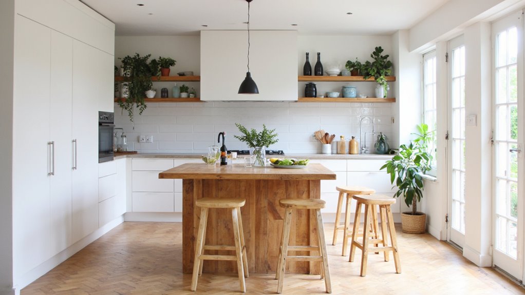 warm wood accents enhance aesthetics