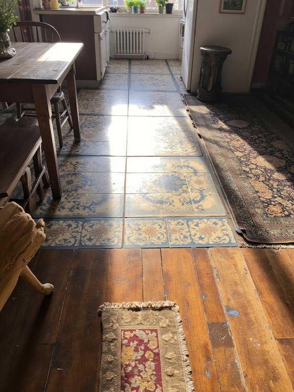 wood and tile combination