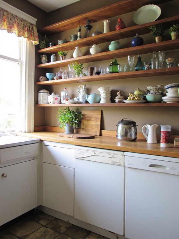 airy open shelving design