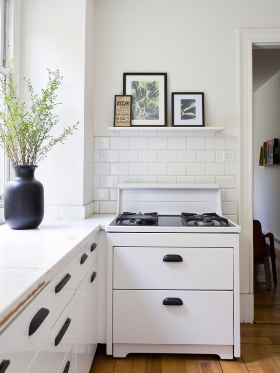 black accents enhance kitchens