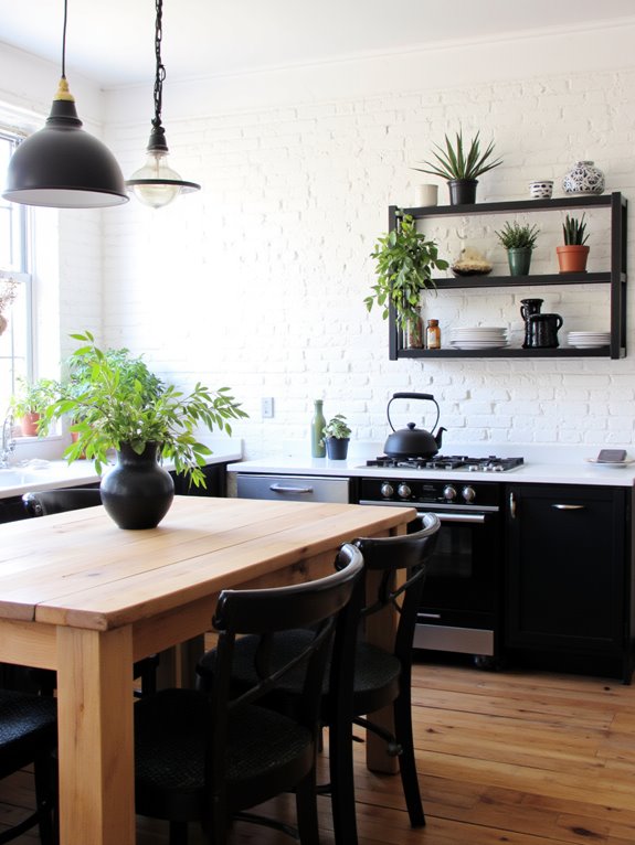 black accents white walls