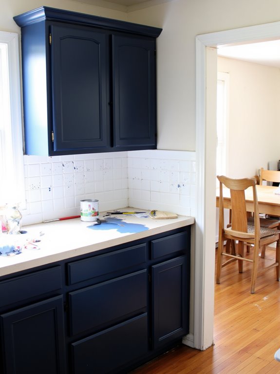 blue kitchen cabinet makeover