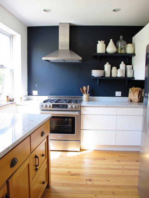bold accent walls enhance kitchens