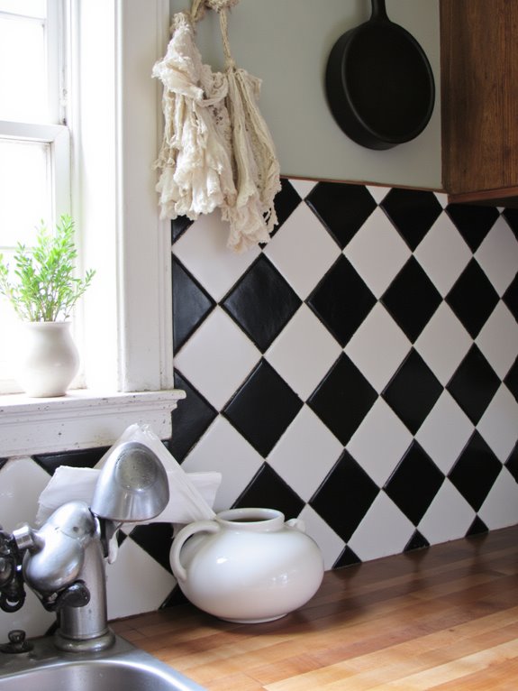 bold black and white tiles