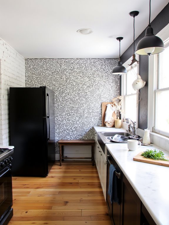 bold black and white tiles