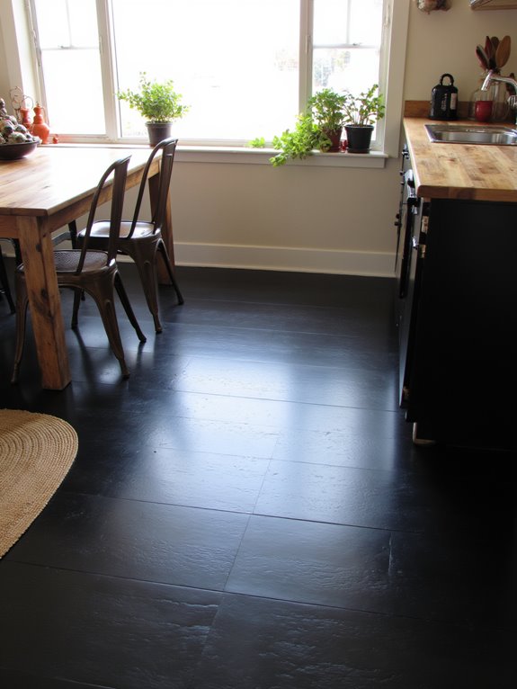 bold black kitchen flooring