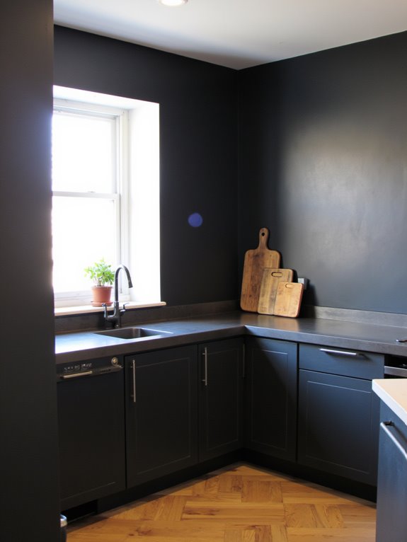 bold charcoal gray kitchen design