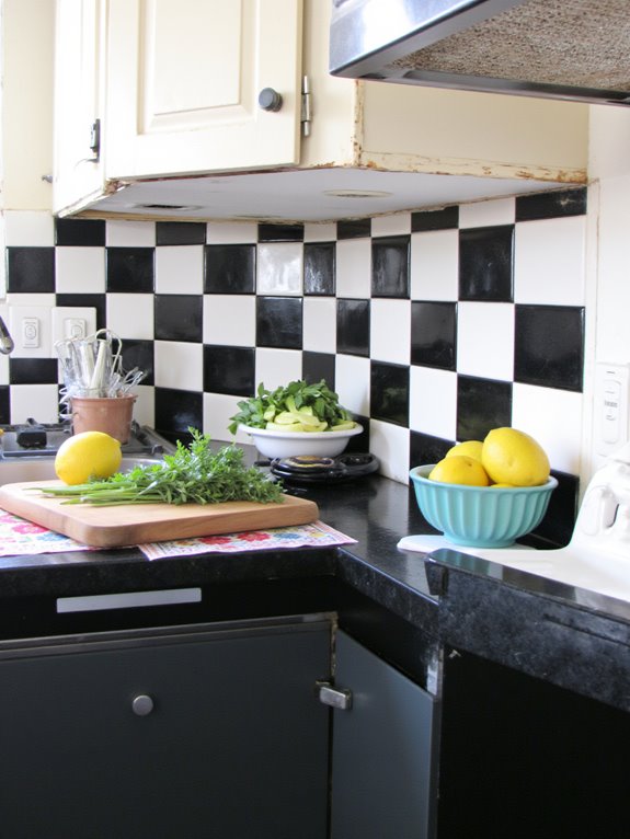 bold checkerboard kitchen design