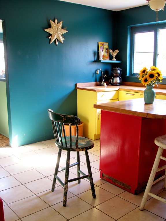 bold colored kitchen cabinets