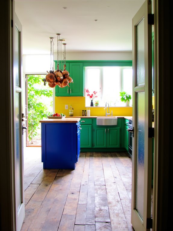 bold colors energize kitchens