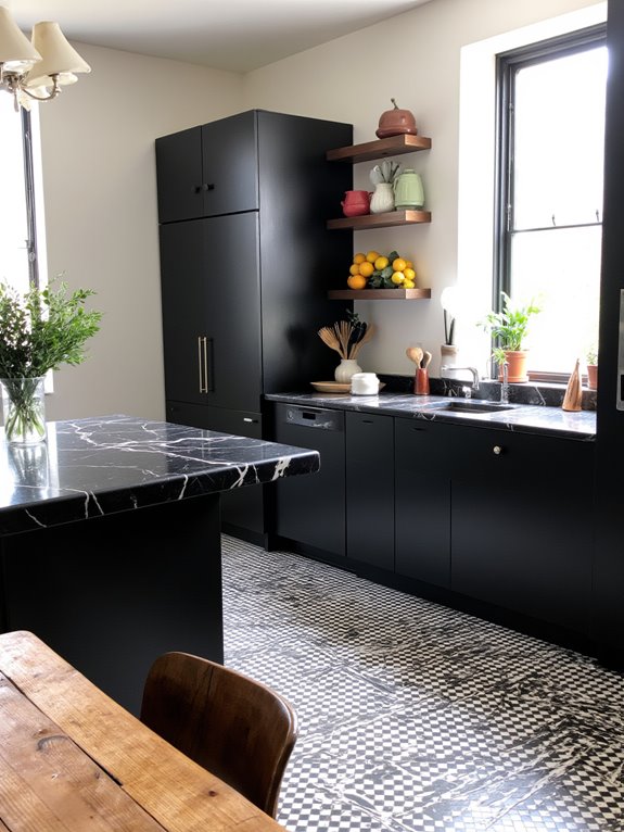 bold colors enhance kitchens