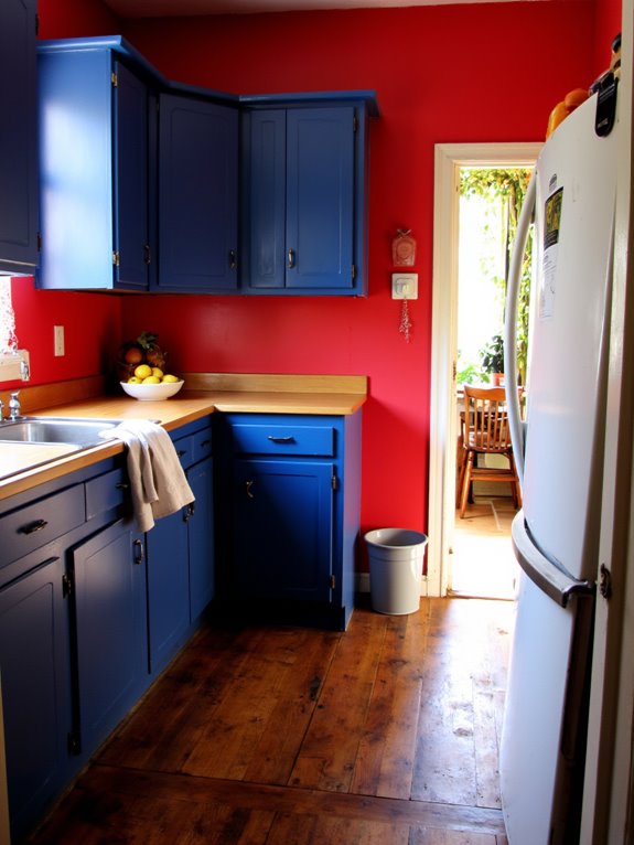 bold contrast with red