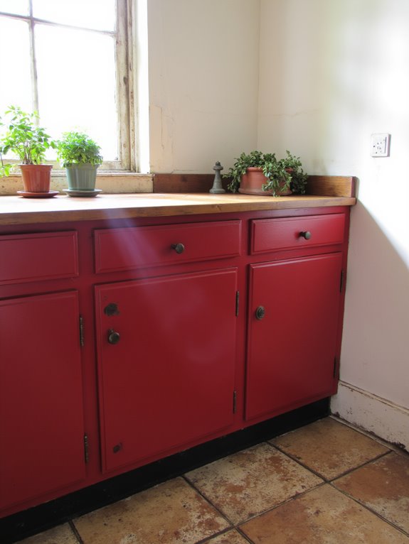 bold deep red kitchens