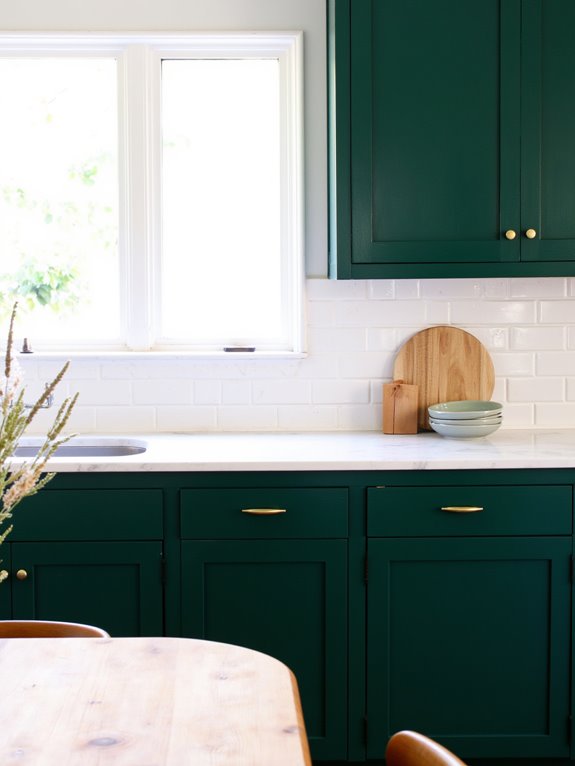 bold green kitchen cabinets