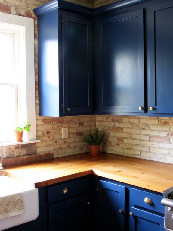 bold navy blue cabinets