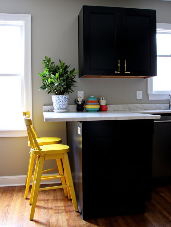 bright color contrasts kitchen