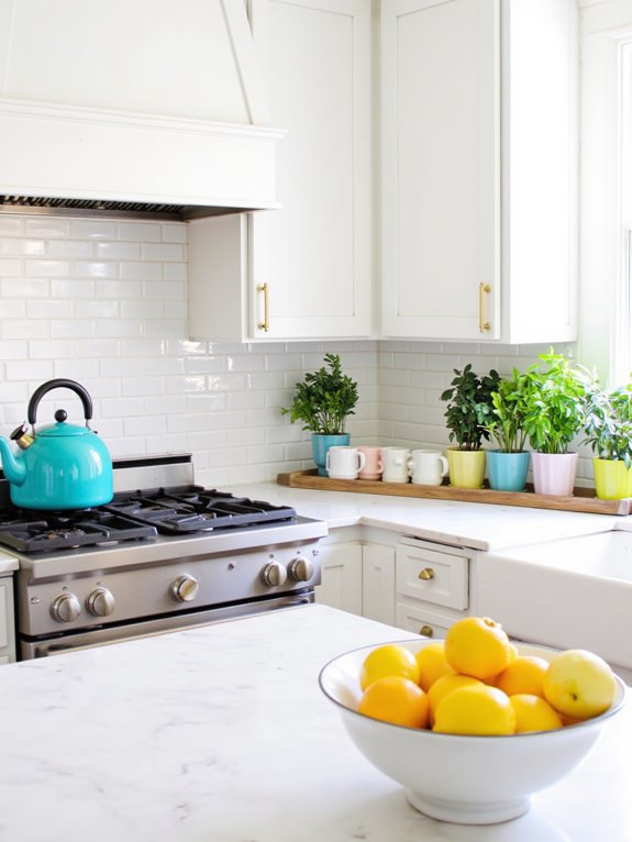 bright whites colorful accents