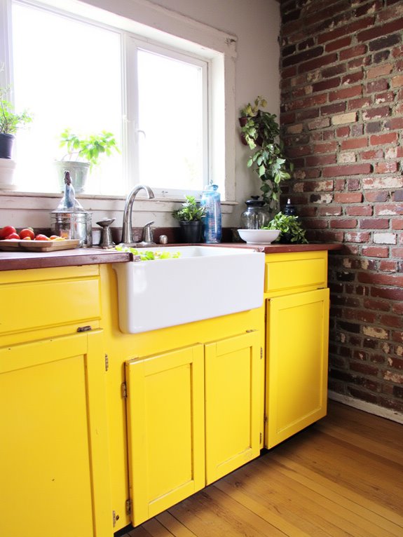 bright yellow kitchen cabinets