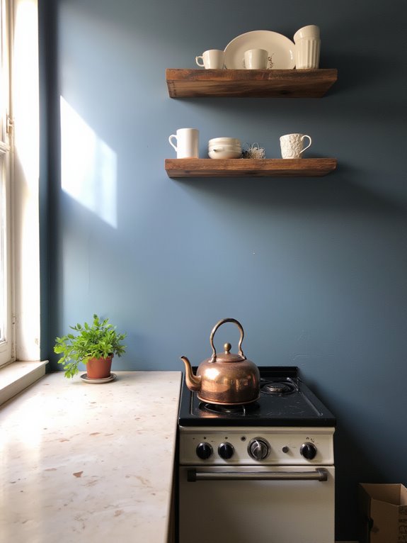calm slate blue kitchen