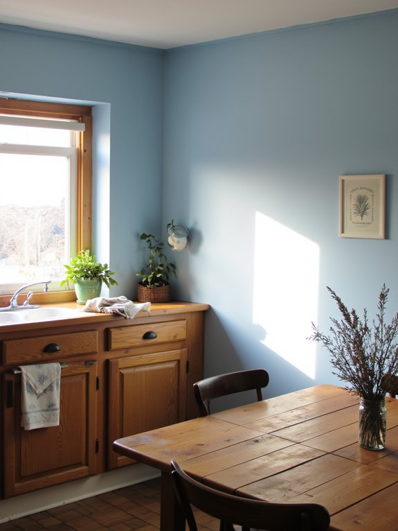 calming sky blue kitchen