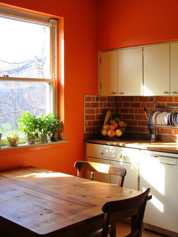 cheerful oranges energize kitchens