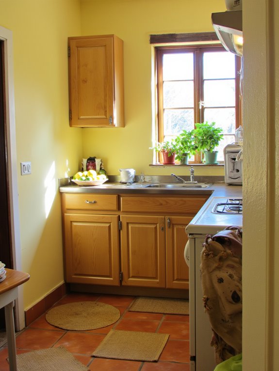 cheerful pale lemon kitchen